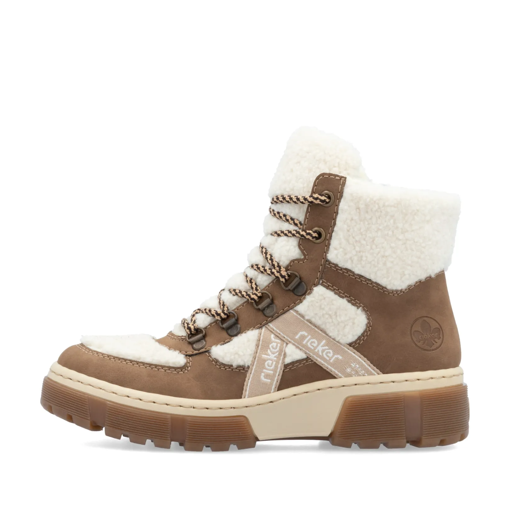 Rieker Stiefeletten & Boots | Fluffy<Damen Schnürstiefel hellbeige-kaffee Braun