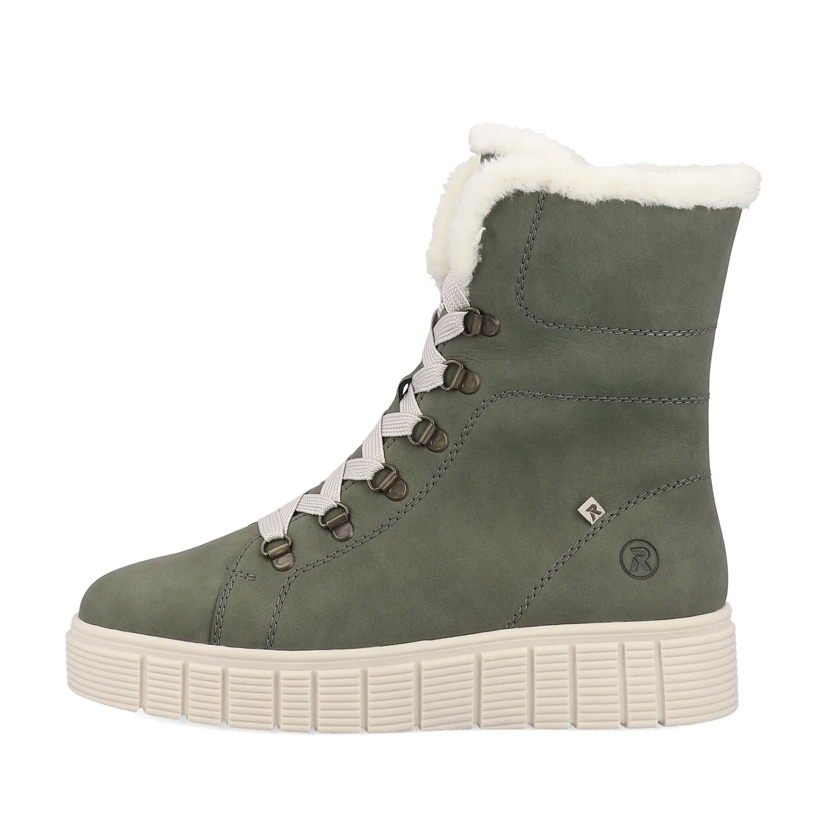 Rieker Stiefeletten & Boots | Fluffy<Damen Schnürstiefel khaki snow Grün