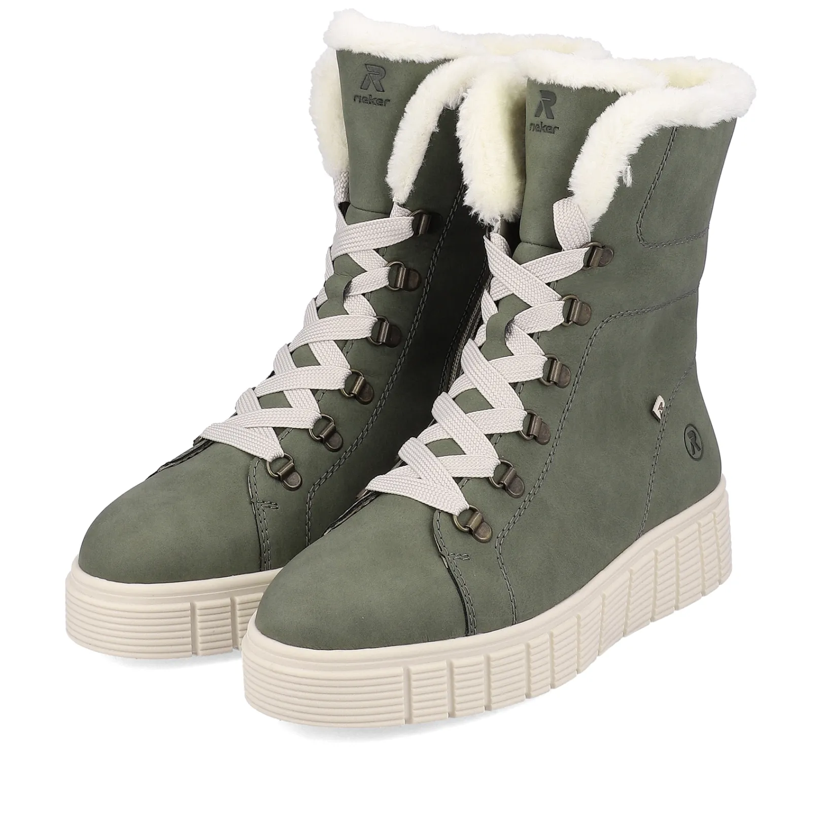 Rieker Stiefeletten & Boots | Fluffy<Damen Schnürstiefel khaki snow Grün