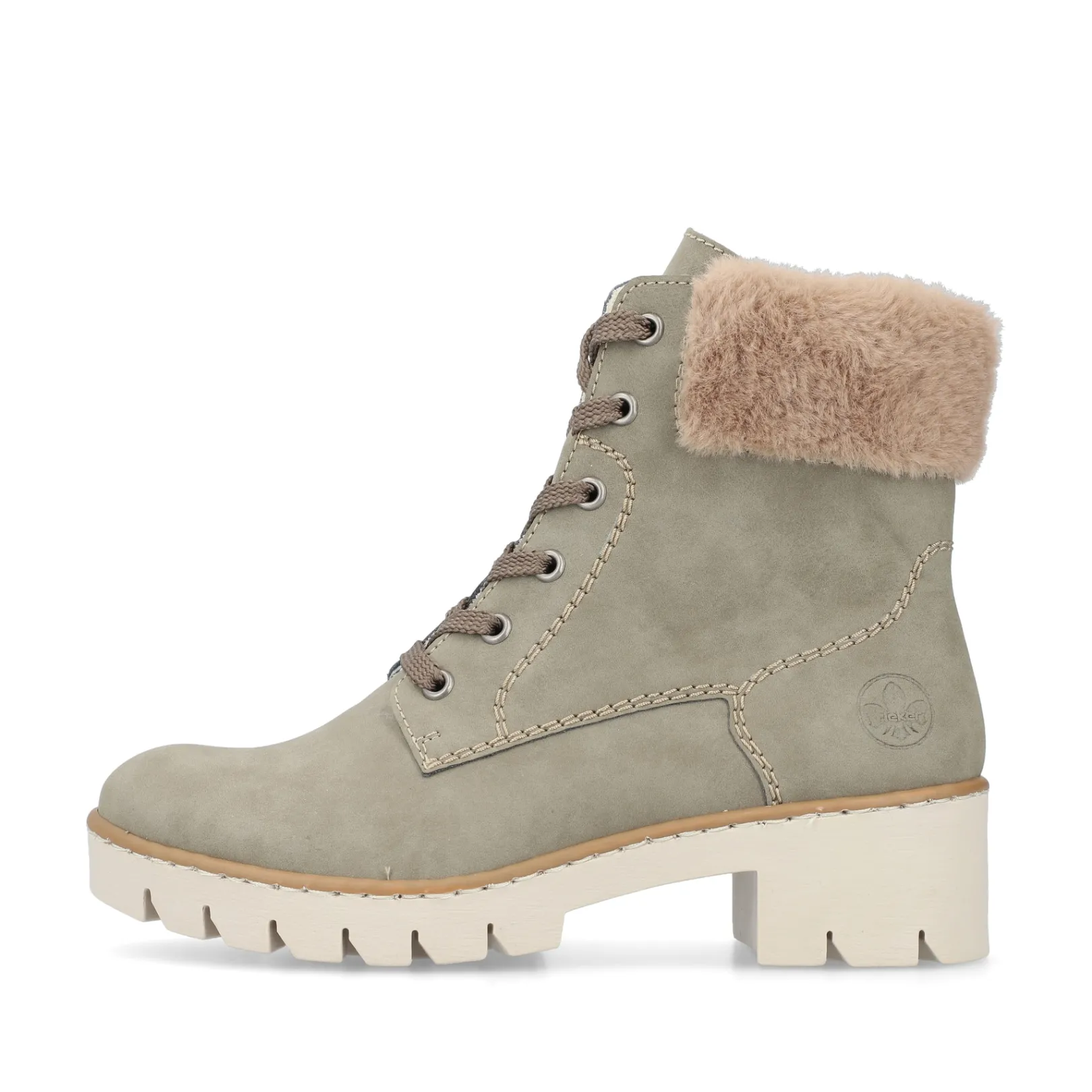 Rieker Stiefeletten & Boots | Fluffy<Damen Schnürstiefel khaki-braun Grün