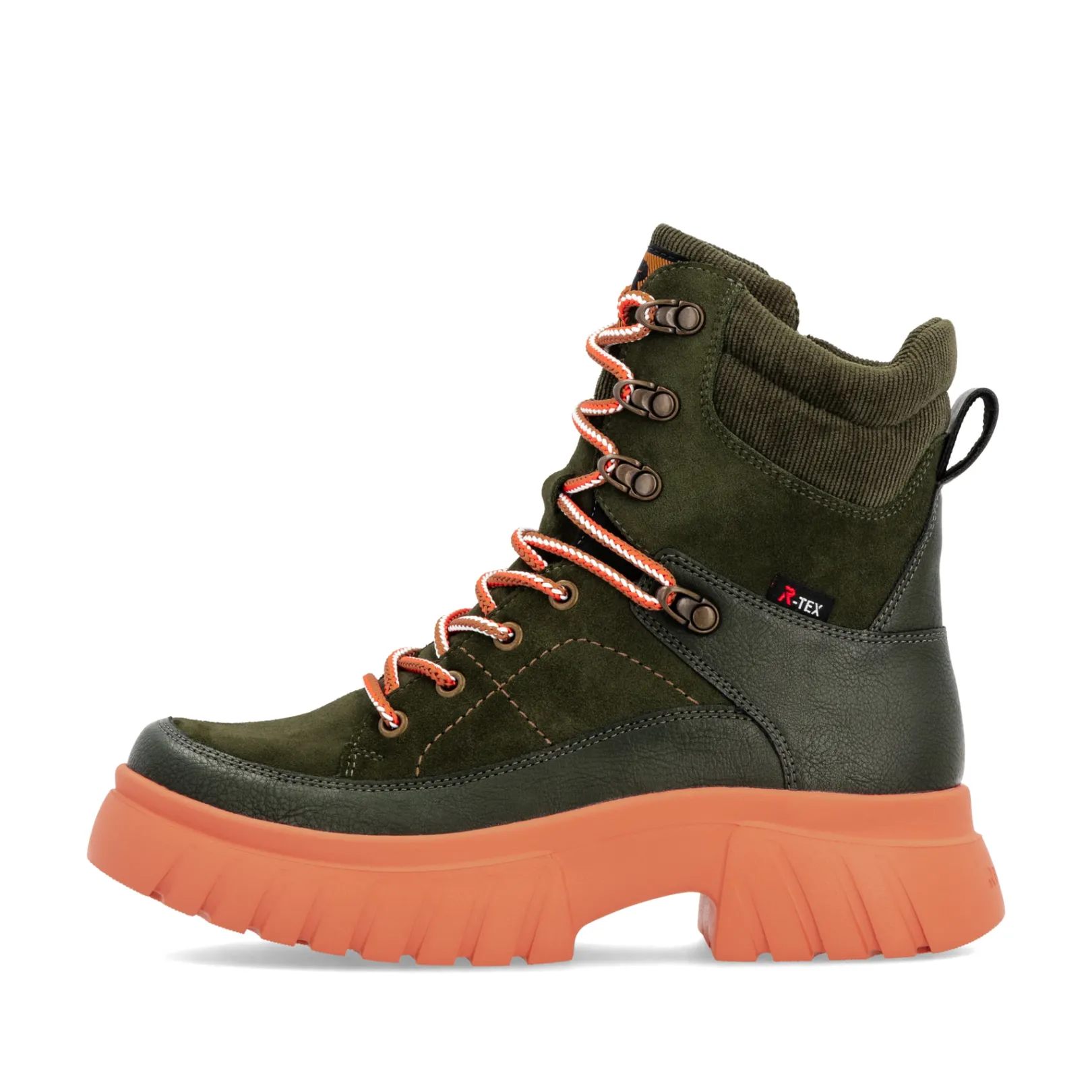 Rieker Stiefeletten & Boots<Damen Schnürstiefel khaki-glutorange Grün