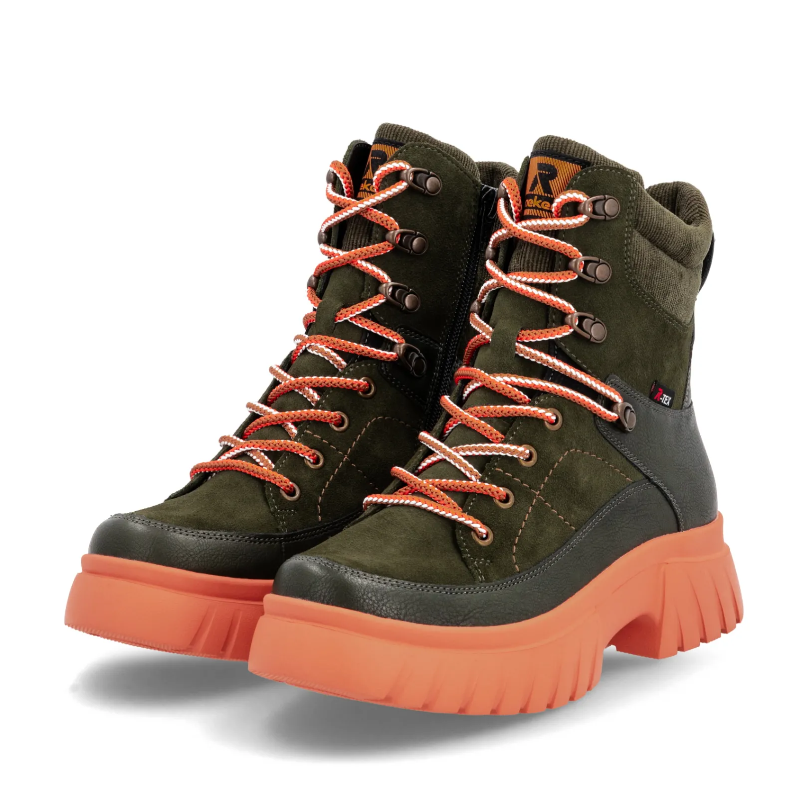 Rieker Stiefeletten & Boots<Damen Schnürstiefel khaki-glutorange Grün