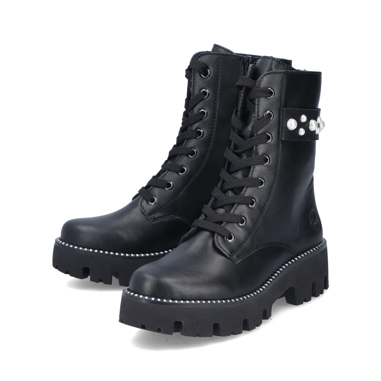 Rieker Stiefeletten & Boots<Damen Schnürstiefel matt Schwarz