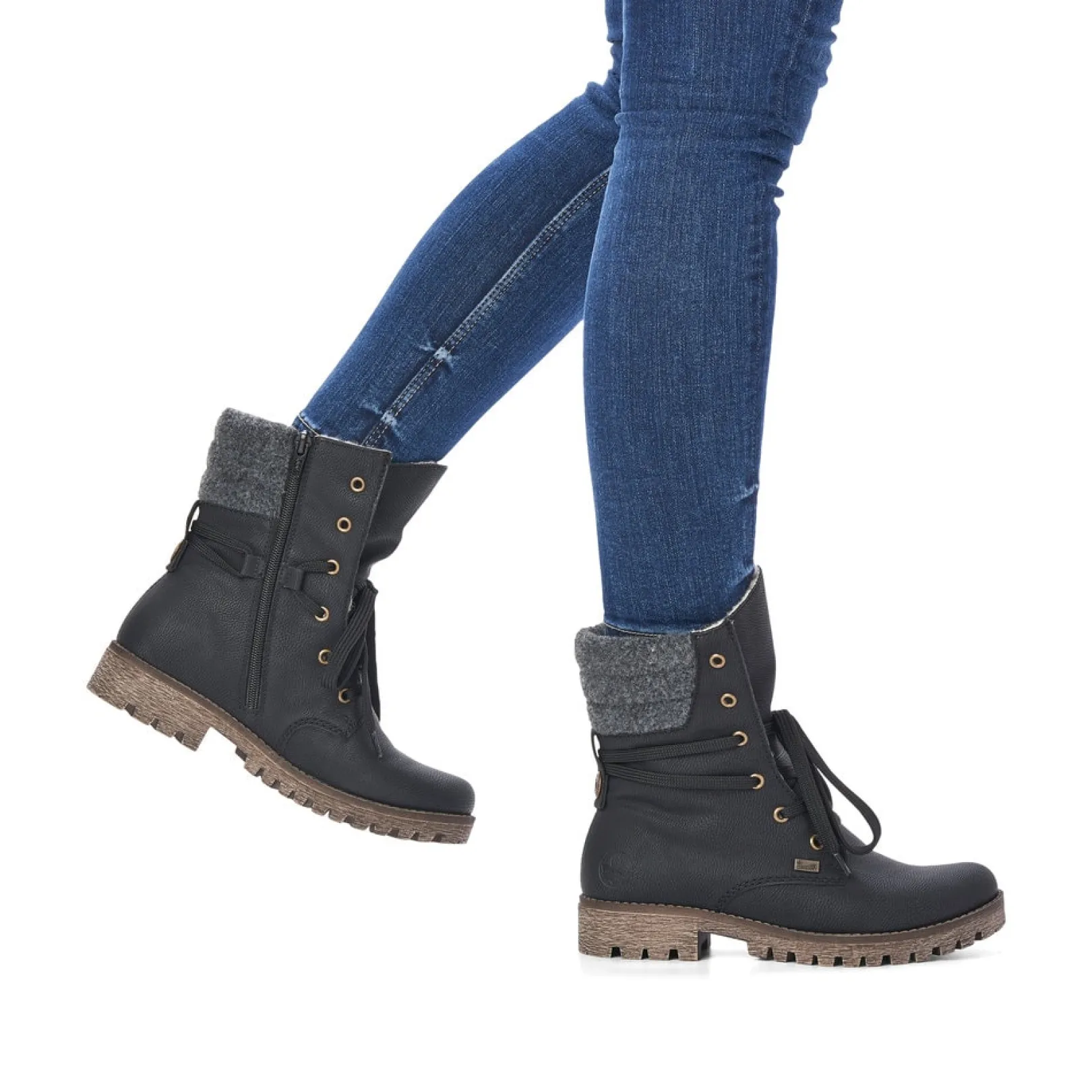 Rieker Stiefeletten & Boots<Damen Schnürstiefel nacht Schwarz