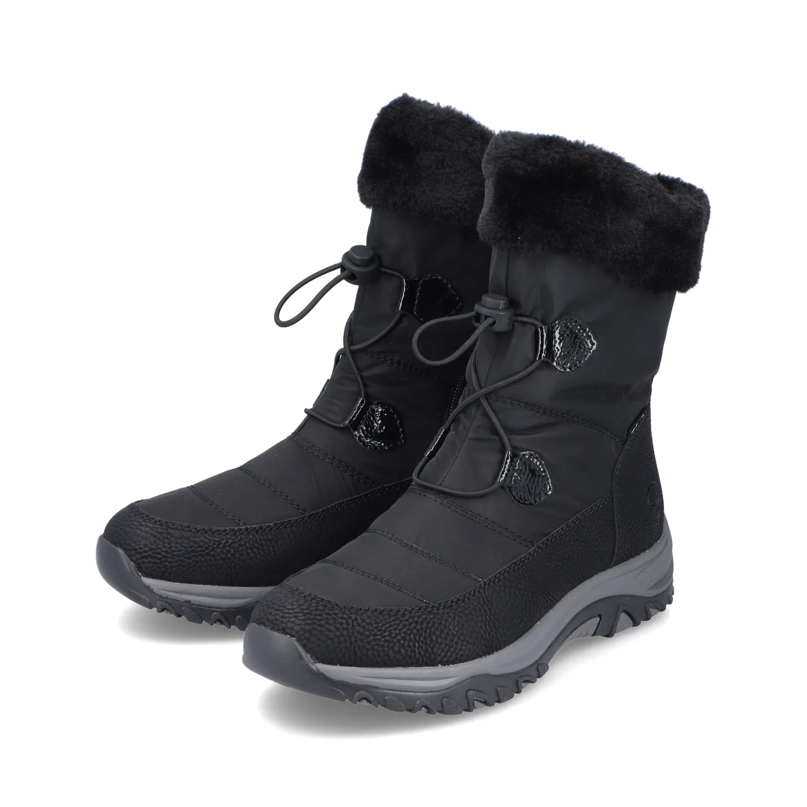 Rieker Stiefeletten & Boots | Fluffy<Damen Schnürstiefel nacht Schwarz