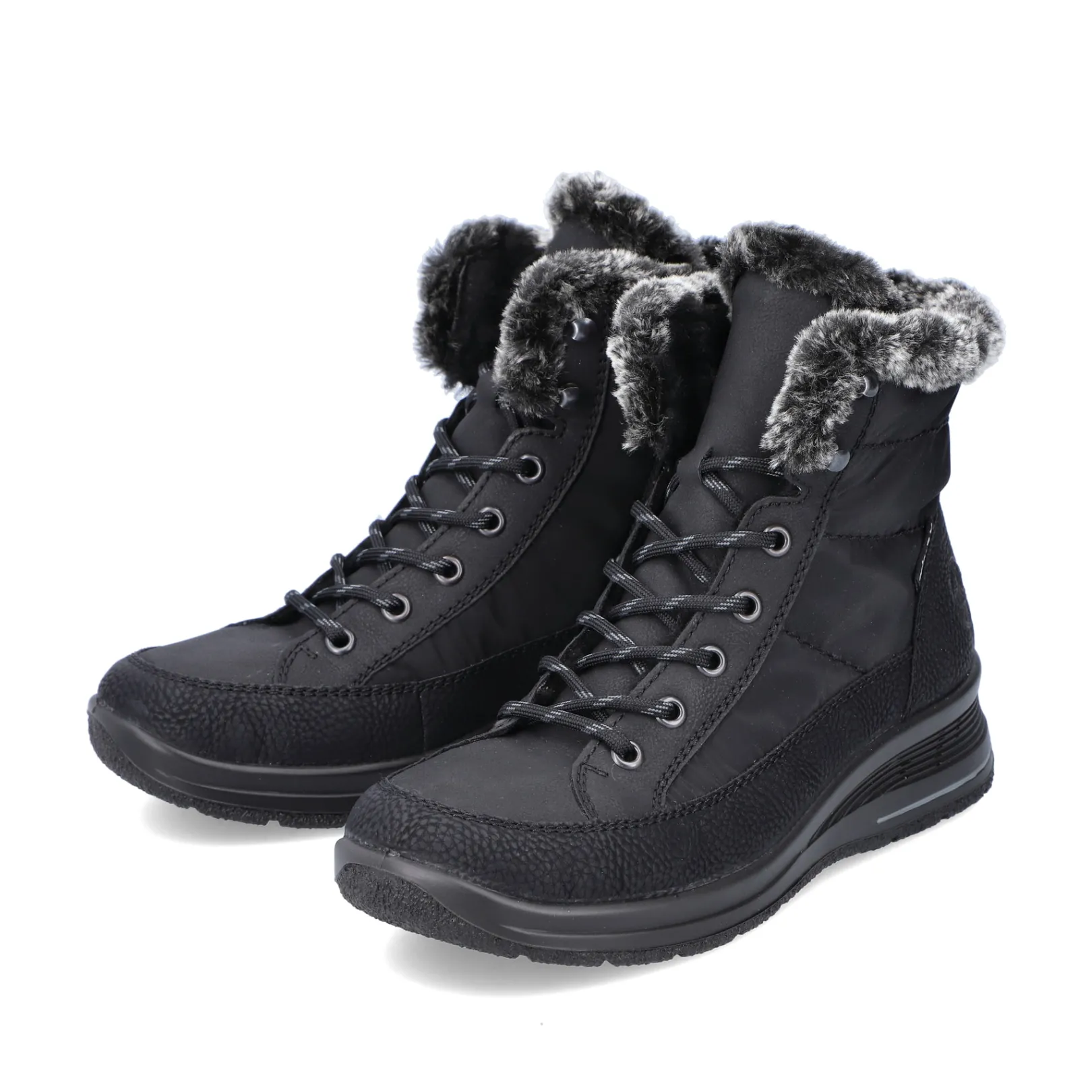 Rieker Stiefeletten & Boots | Fluffy<Damen Schnürstiefel nacht Schwarz