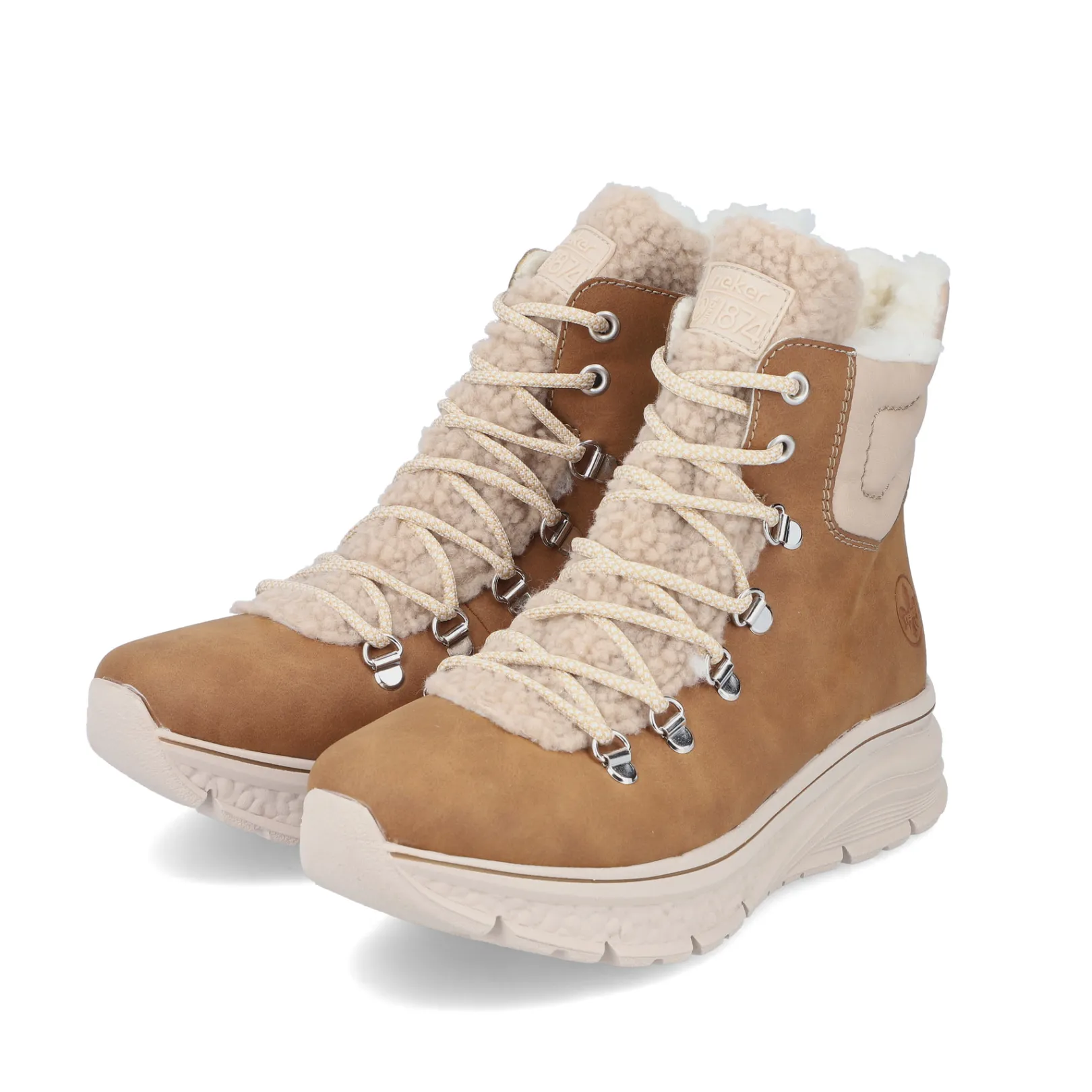 Rieker Stiefeletten & Boots | Fluffy<Damen Schnürstiefel nougat Braun