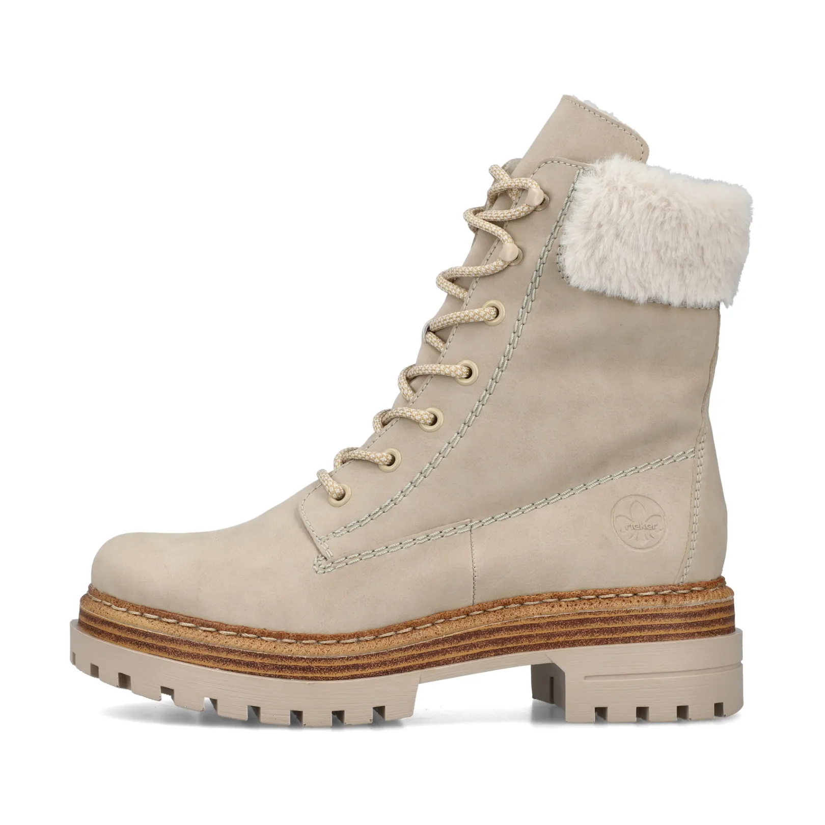 Rieker Stiefeletten & Boots | Fluffy<Damen Schnürstiefel sand Beige