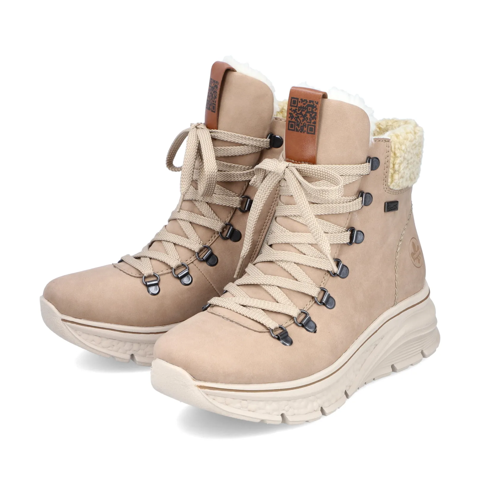 Rieker Stiefeletten & Boots | Fluffy<Damen Schnürstiefel sand Beige