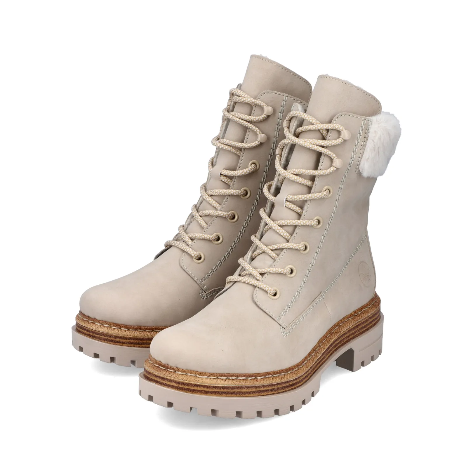 Rieker Stiefeletten & Boots | Fluffy<Damen Schnürstiefel sand Beige