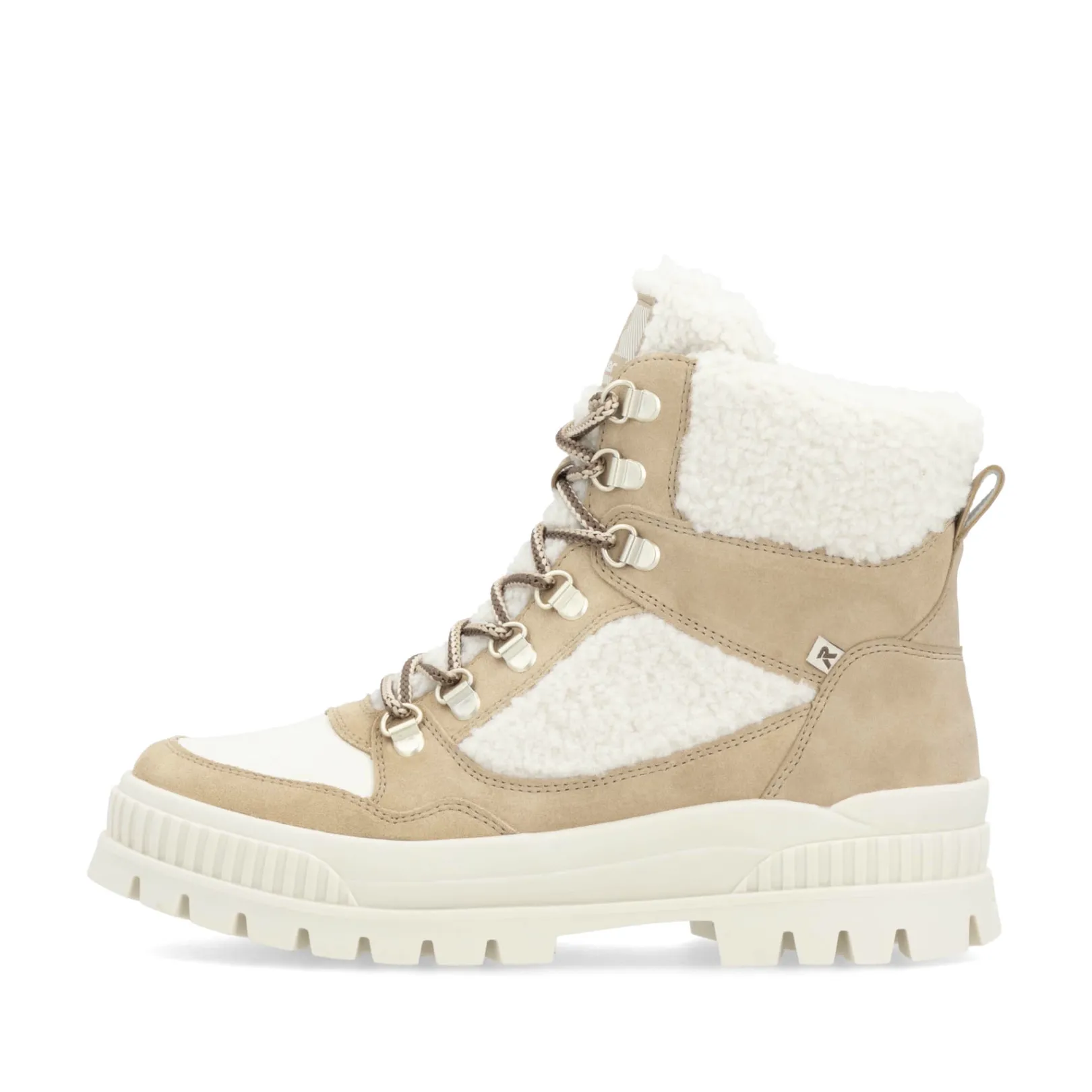 Rieker Stiefeletten & Boots | Fluffy<Damen Schnürstiefel sand-cremeweiß Beige