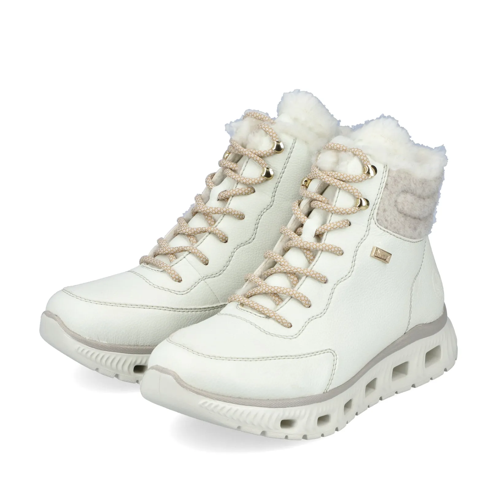 Rieker Stiefeletten & Boots | Fluffy<Damen Schnürstiefel schwanenweiß Weiss