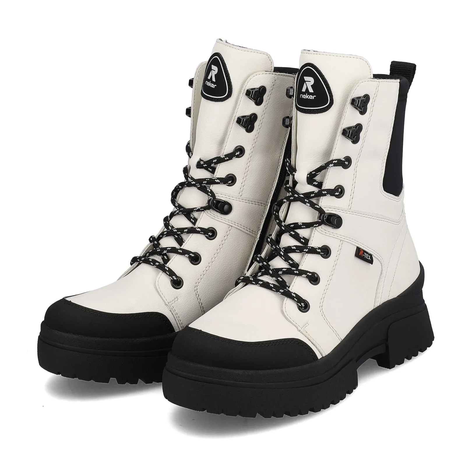 Rieker Stiefeletten & Boots<Damen Schnürstiefel snow-white deep-black Weiss