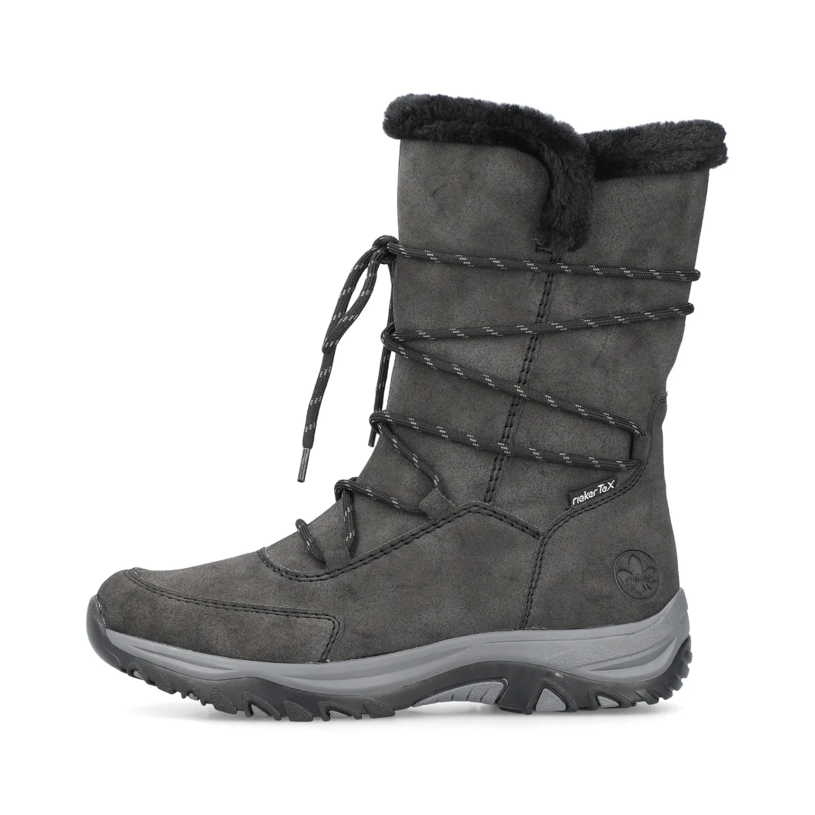 Rieker Stiefeletten & Boots | Fluffy<Damen Schnürstiefel stahl Grau