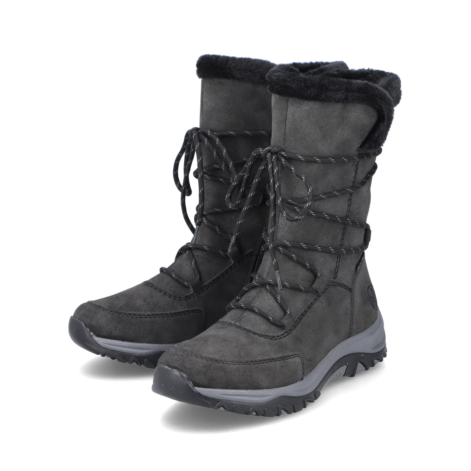 Rieker Stiefeletten & Boots | Fluffy<Damen Schnürstiefel stahl Grau