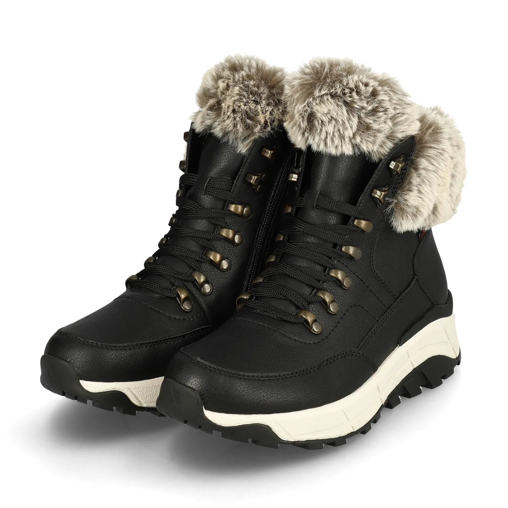 Rieker Stiefeletten & Boots | Fluffy<Damen Schnürstiefel stahl Schwarz