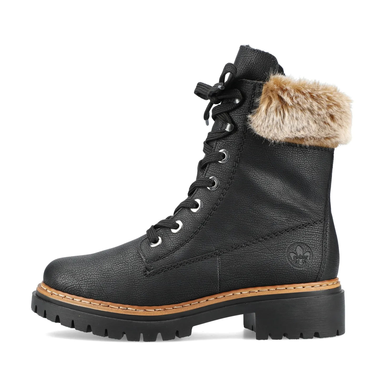 Rieker Stiefeletten & Boots | Fluffy<Damen Schnürstiefel tief Schwarz