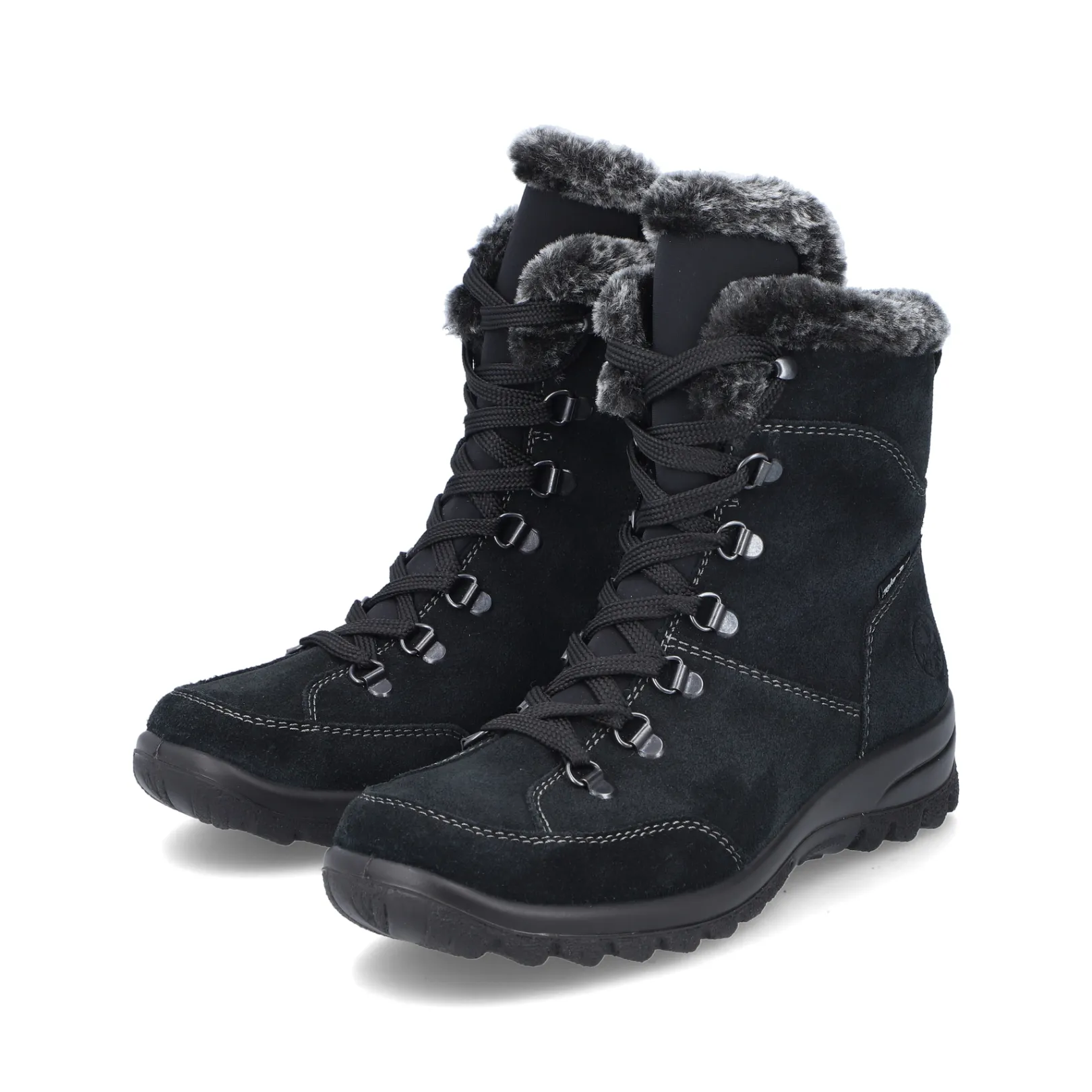 Rieker Stiefeletten & Boots | Fluffy<Damen Schnürstiefel tief Schwarz