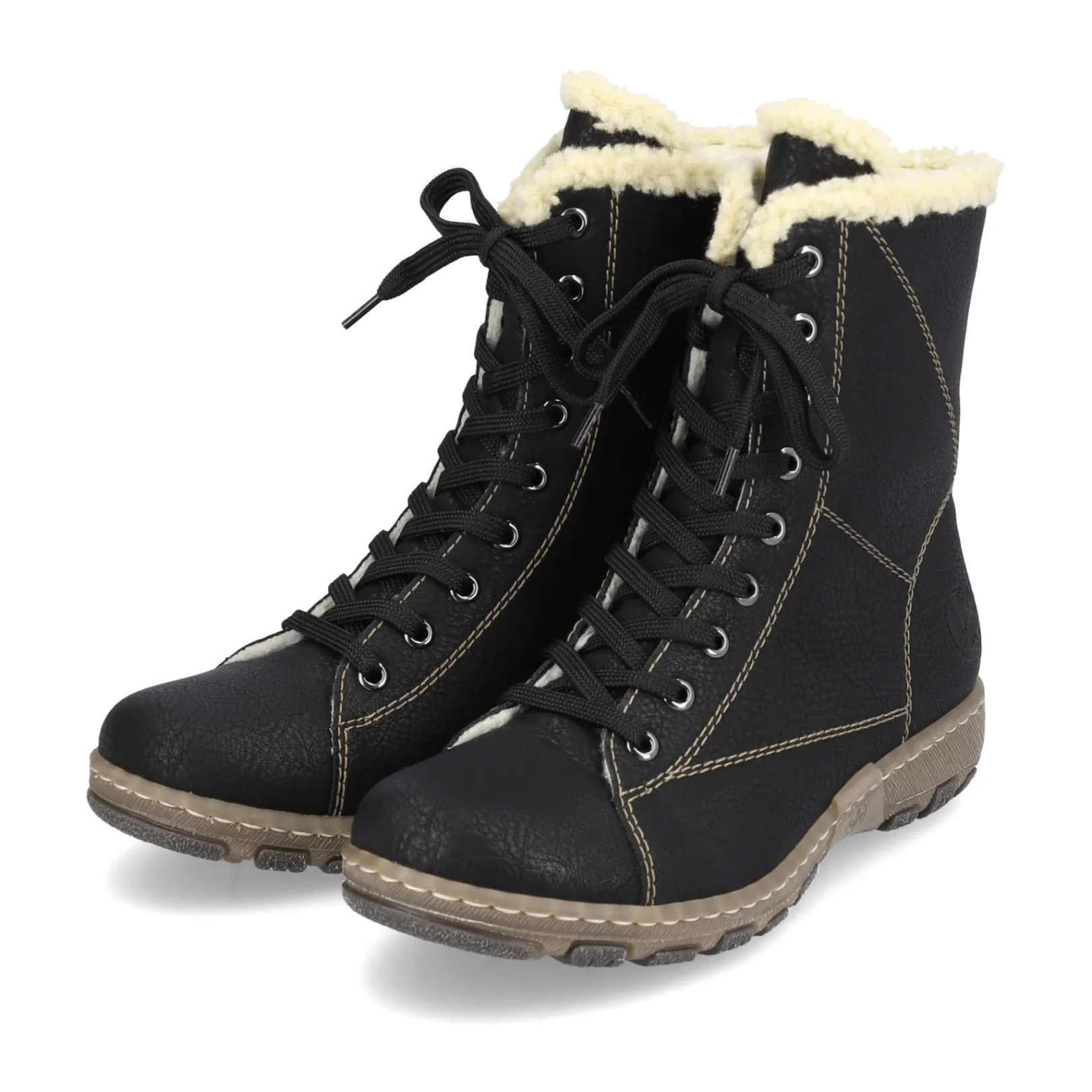 Rieker Stiefeletten & Boots | Fluffy<Damen Schnürstiefel tief Schwarz