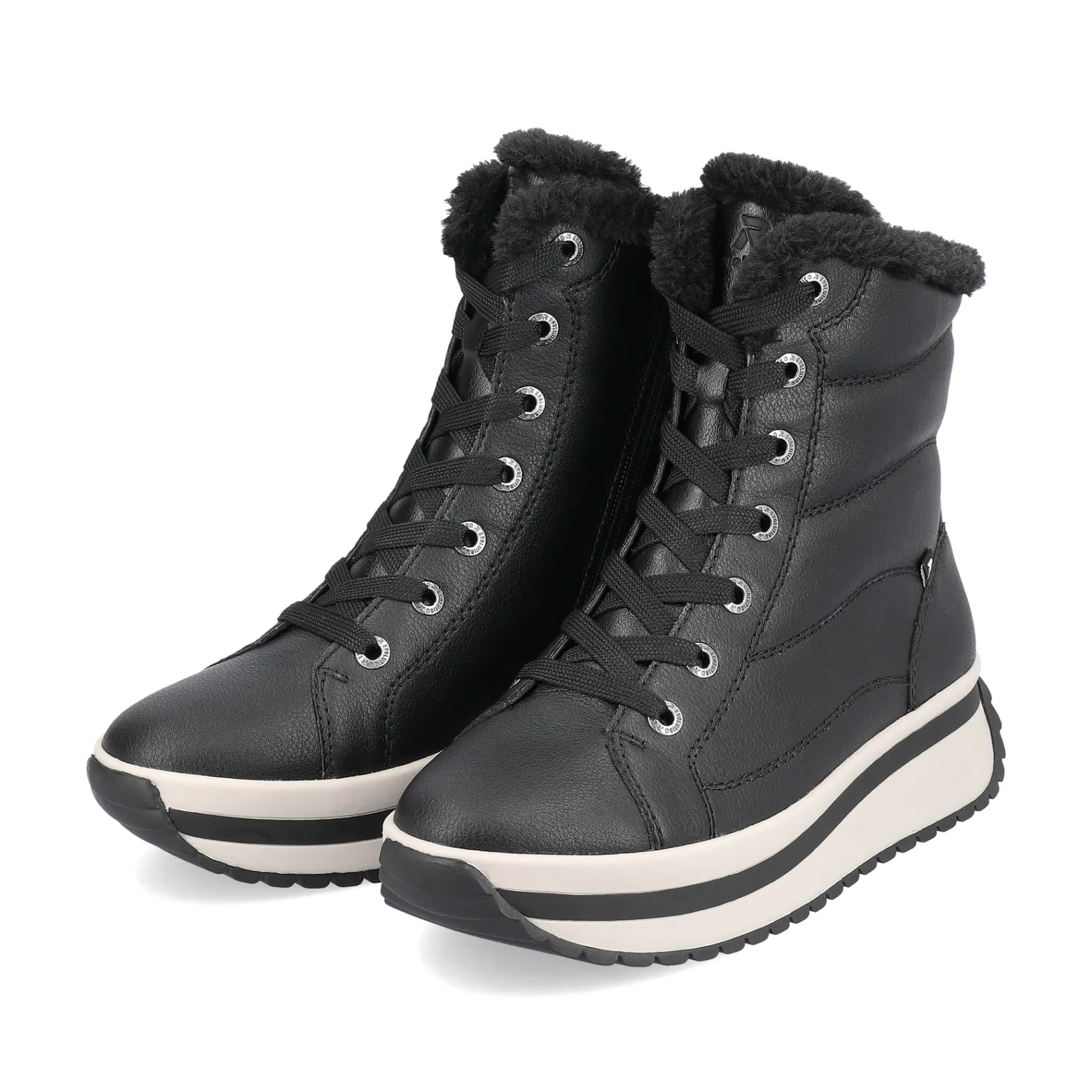 Rieker Stiefeletten & Boots | Fluffy<Damen Schnürstiefel urban Schwarz