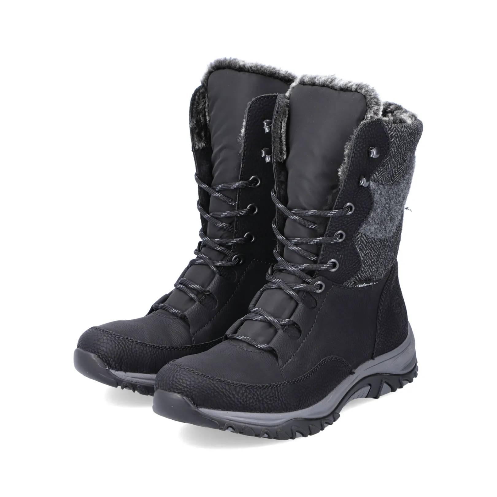 Rieker Stiefeletten & Boots | Fluffy<Damen Schnürstiefel urban Schwarz