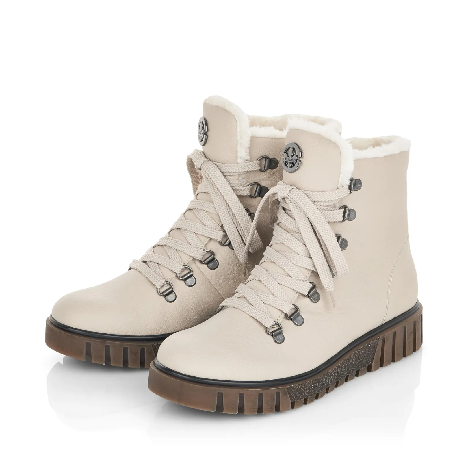 Rieker Stiefeletten & Boots | Fluffy<Damen Schnürstiefel vanille Beige