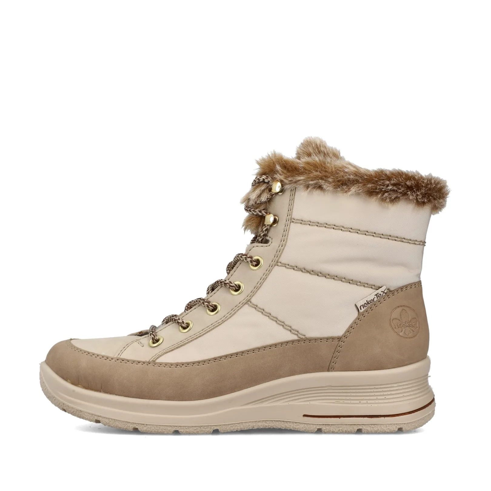 Rieker Stiefeletten & Boots | Fluffy<Damen Schnürstiefel vanille Beige