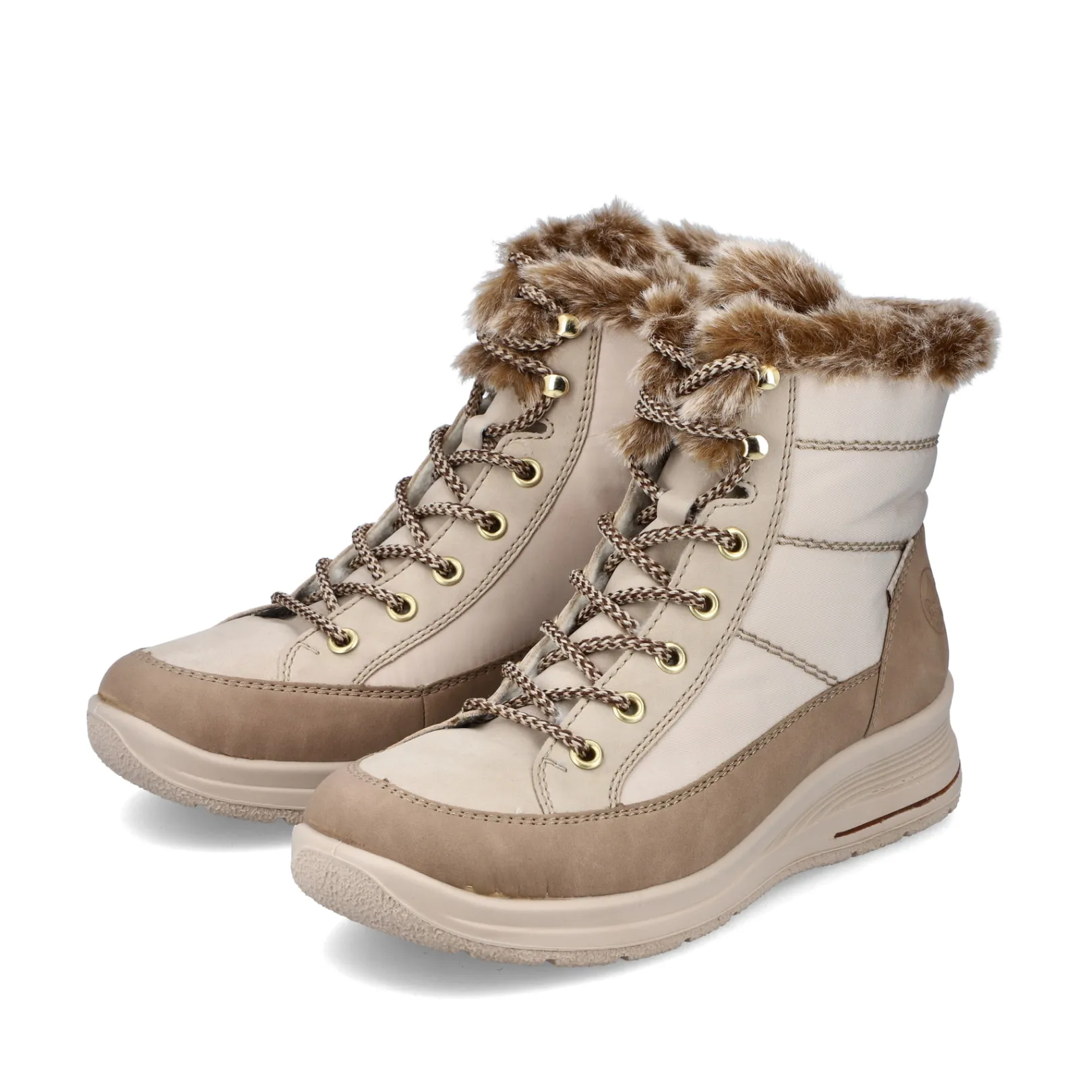 Rieker Stiefeletten & Boots | Fluffy<Damen Schnürstiefel vanille Beige