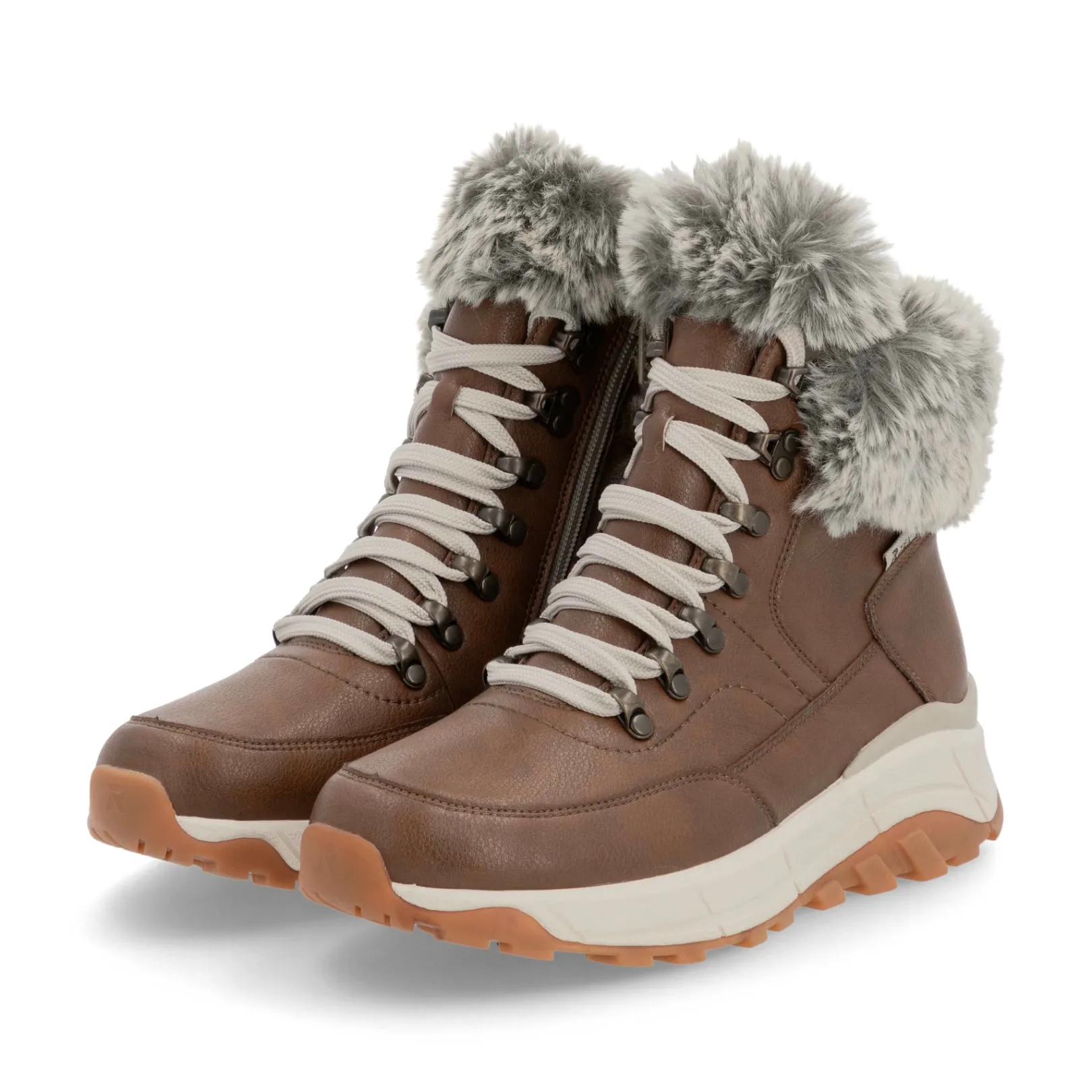 Rieker Stiefeletten & Boots | Fluffy<Damen Schnürstiefel zimt Braun