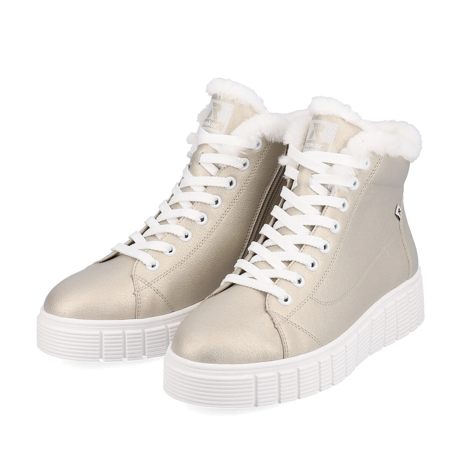 Rieker Sneaker | Fluffy<Damen Sneaker High glittery- frost-white Gold