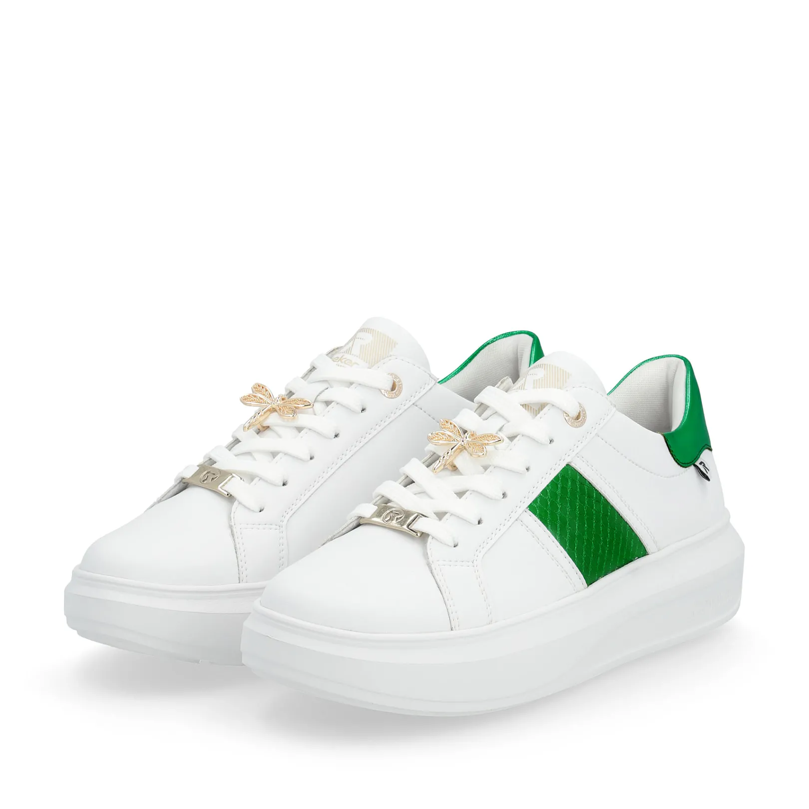 Rieker Sneaker<Damen Sneaker Low crystal white metallic-green Weiss