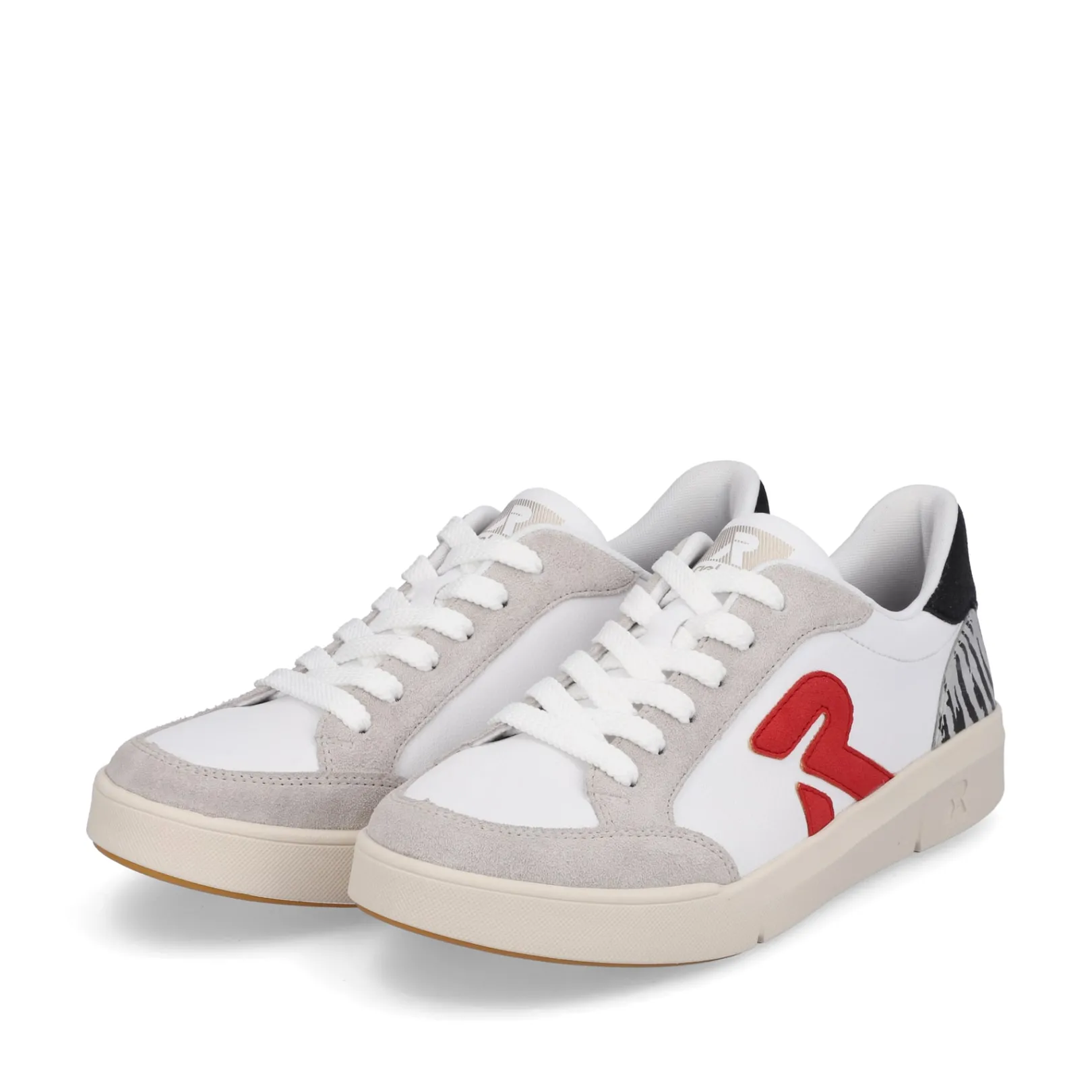 Rieker Sneaker<Damen Sneaker Low swan-white arctic-grey zebra Weiss